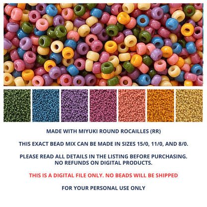 Retro Rainbow Miyuki Bead Mix Recipe & Color Palette (DIGITAL)