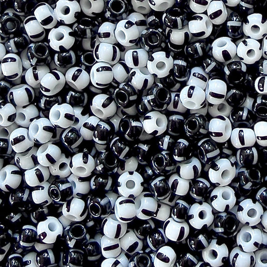 Black & White 6/0 Czech Striped Seed Bead Mix (100g) - The Bead Mix