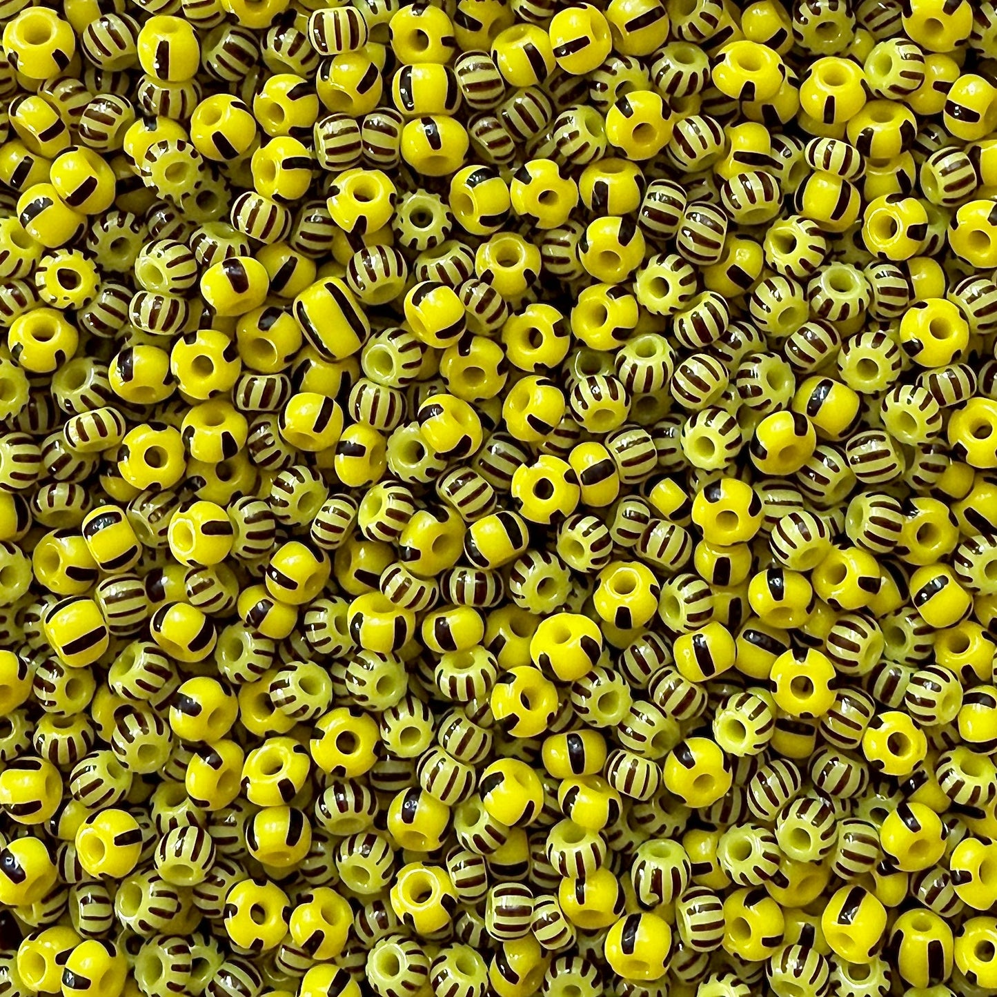 Black & Yellow 6/0 Czech Striped Seed Bead Mix (100g) - The Bead Mix