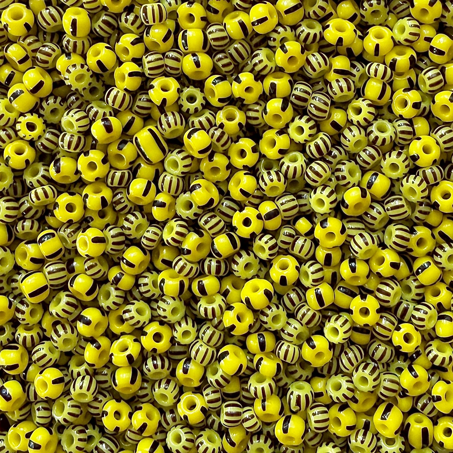 Black & Yellow 6/0 Czech Striped Seed Bead Mix (100g) - The Bead Mix
