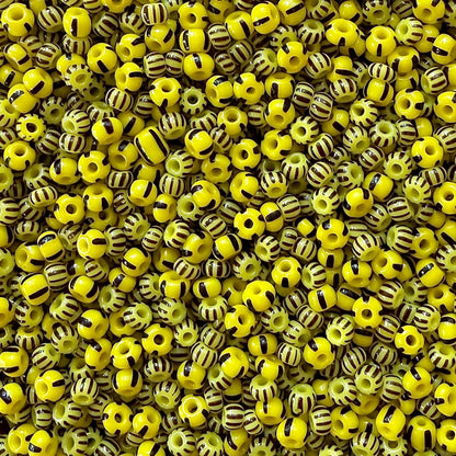 Black & Yellow 6/0 Czech Striped Seed Bead Mix (100g) - The Bead Mix