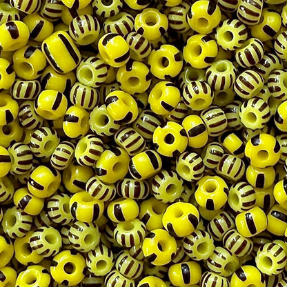 Black & Yellow 6/0 Czech Striped Seed Bead Mix (100g) - The Bead Mix