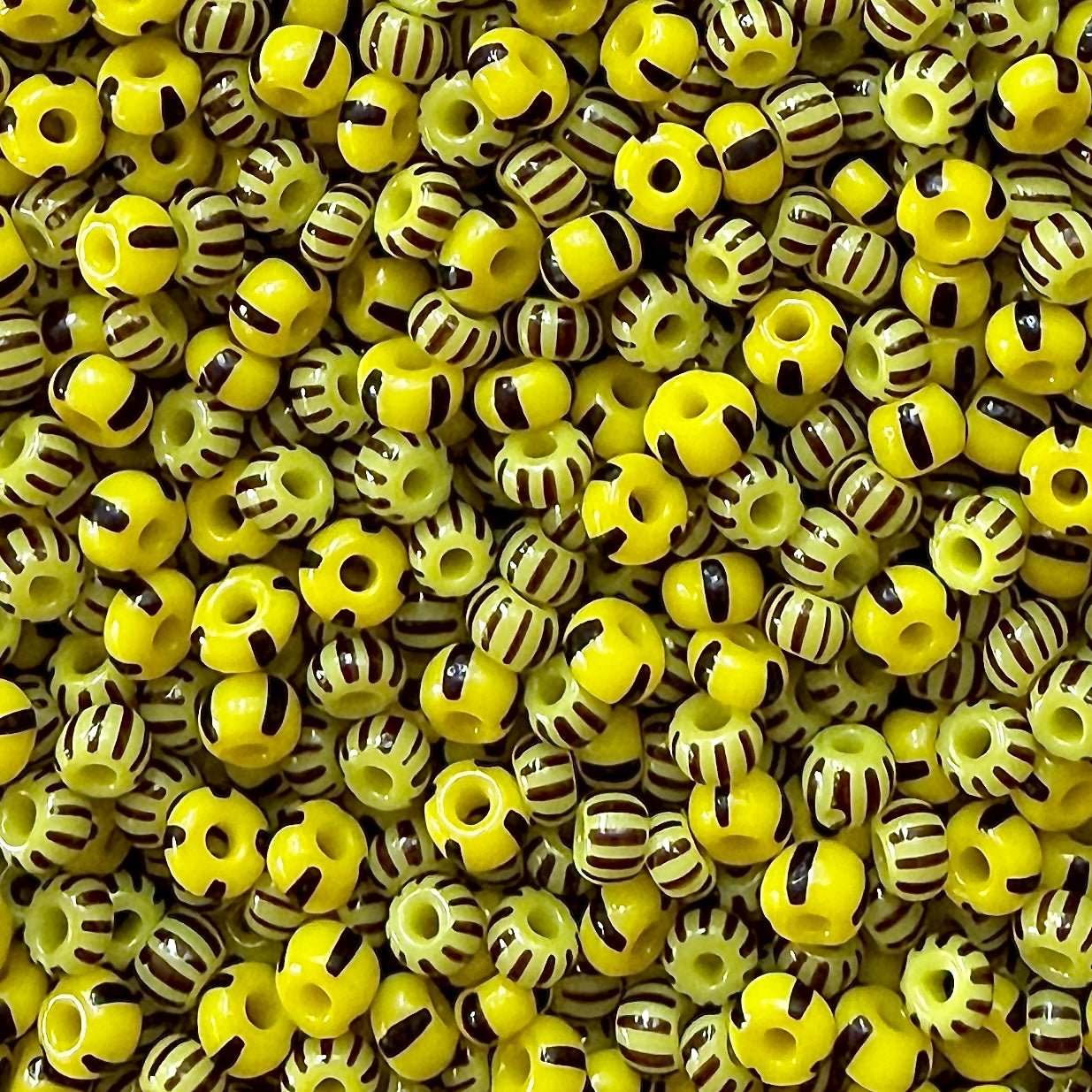 Black & Yellow 6/0 Czech Striped Seed Bead Mix (100g) - The Bead Mix