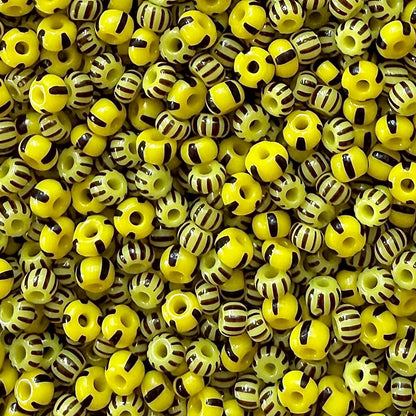 Black & Yellow 6/0 Czech Striped Seed Bead Mix (100g) - The Bead Mix
