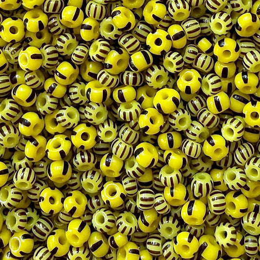 Black & Yellow 6/0 Czech Striped Seed Bead Mix (100g) - The Bead Mix