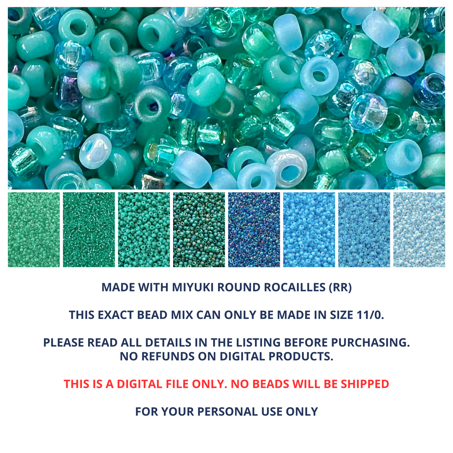 Blue Lagoon Miyuki Bead Mix Recipe & Color Palette (ROUND ONLY)