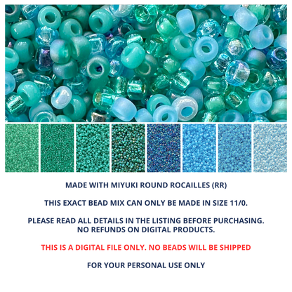 Blue Lagoon Miyuki Bead Mix Recipe & Color Palette (ROUND ONLY)