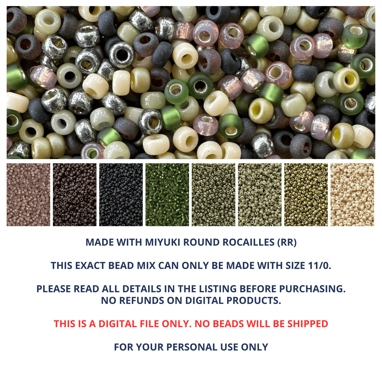 Camo Miyuki Bead Mix Recipe & Color Palette (DIGITAL) - The Bead Mix