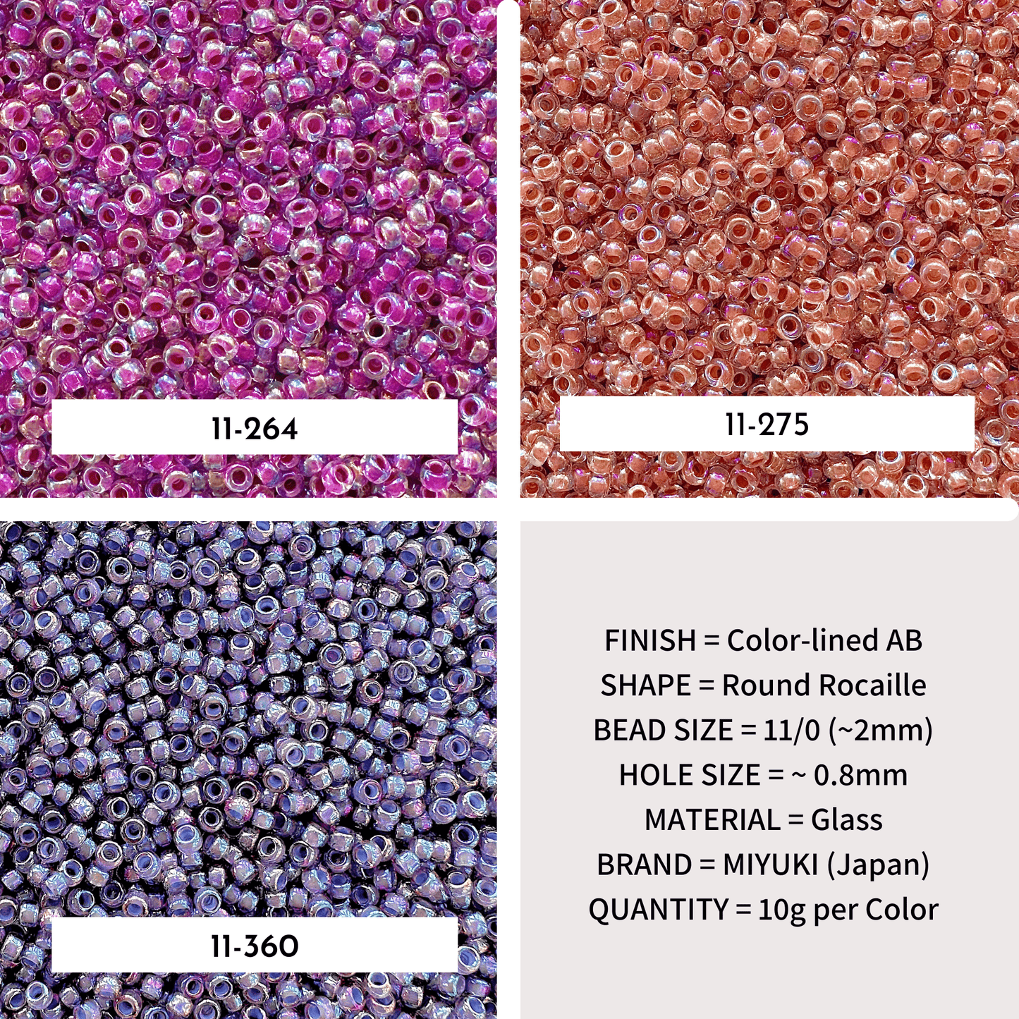 Color Lined AB Miyuki 11/0 Seed Bead Set - The Bead Mix