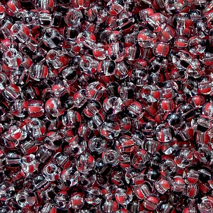 Crystal, Black & Red 6/0 Czech Striped Seed Beads (100g) - The Bead Mix
