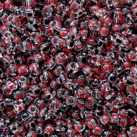 Crystal, Black & Red 6/0 Czech Striped Seed Beads (100g) - The Bead Mix