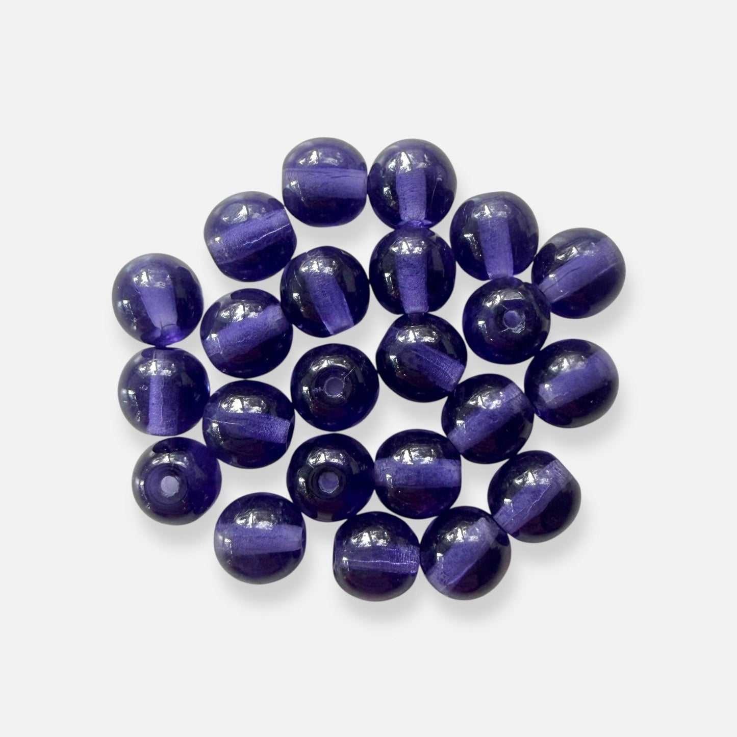 Czech Glass Smooth Round Druk Beads - Deep Violet - The Bead Mix