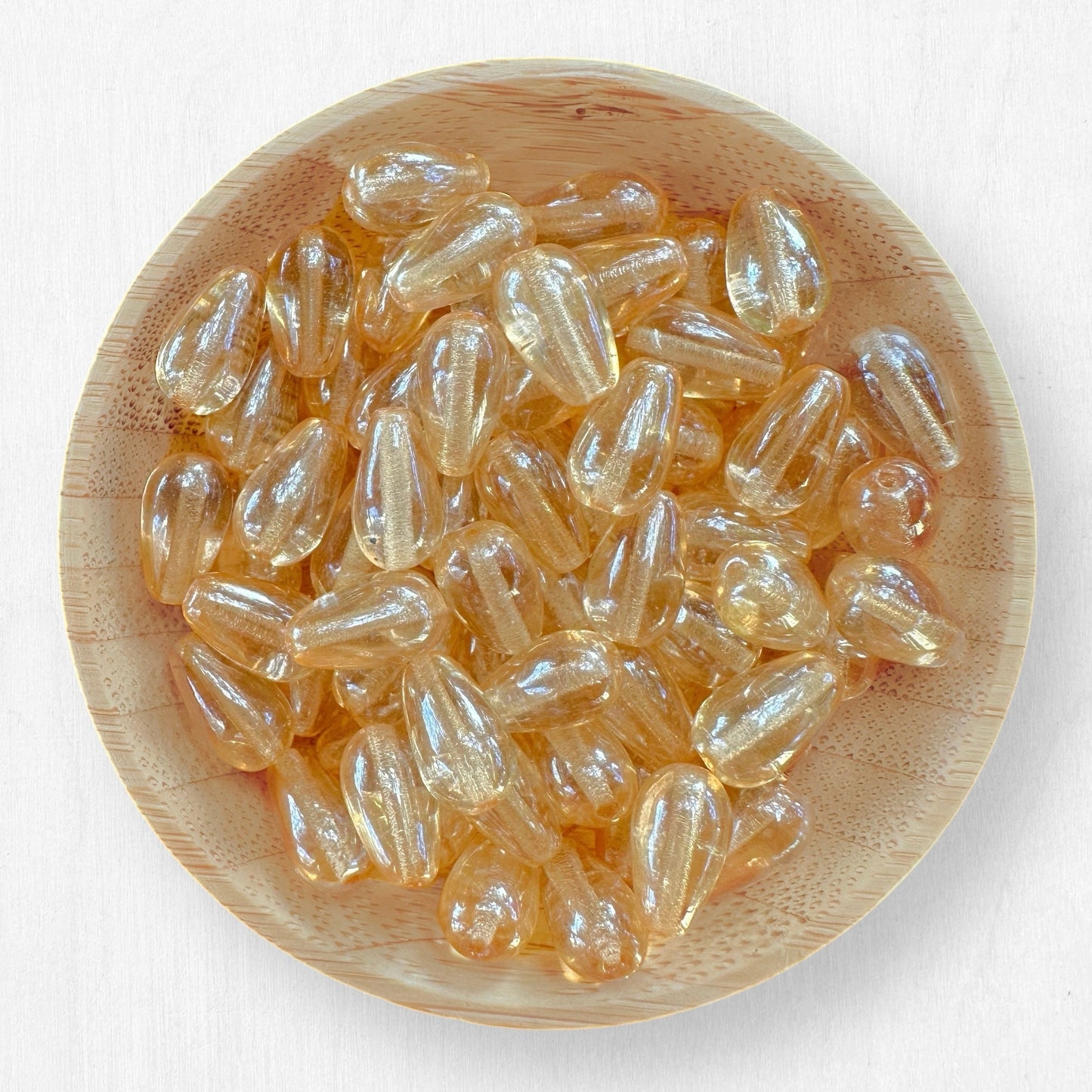 Czech Pressed Glass Teardrop Beads in Christmas Light Colors - The Bead Mix