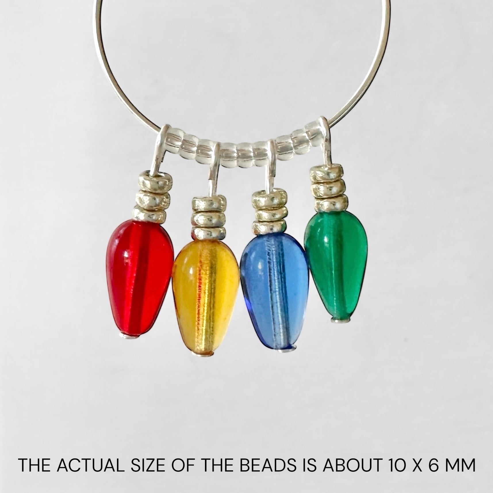 Czech Pressed Glass Teardrop Beads in Christmas Light Colors - The Bead Mix