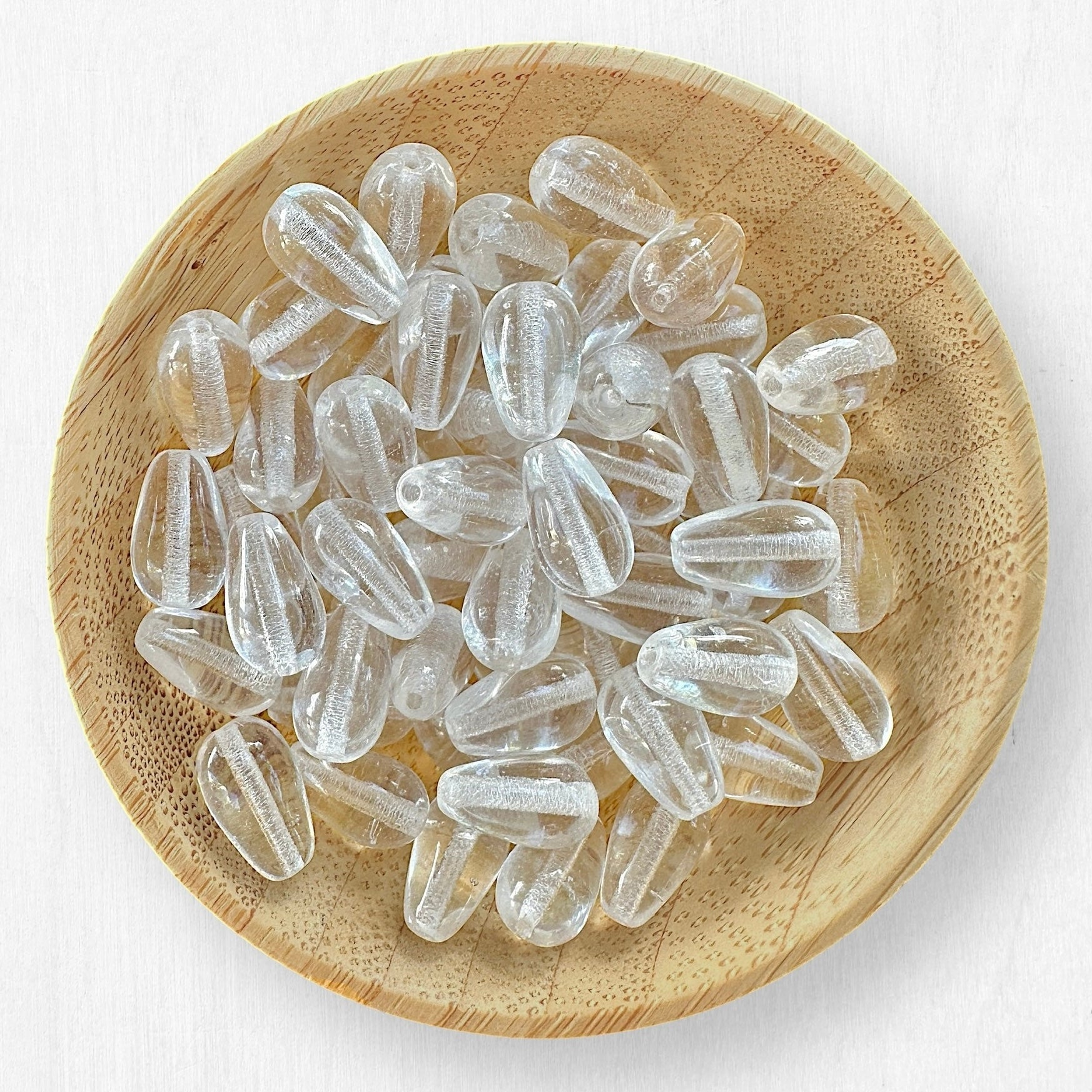 Czech Pressed Glass Teardrop Beads in Christmas Light Colors - The Bead Mix