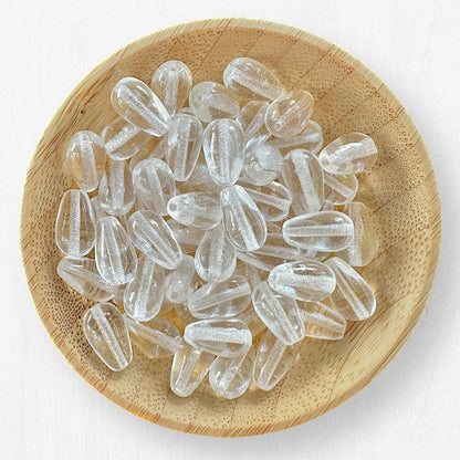 Czech Pressed Glass Teardrop Beads in Christmas Light Colors - The Bead Mix