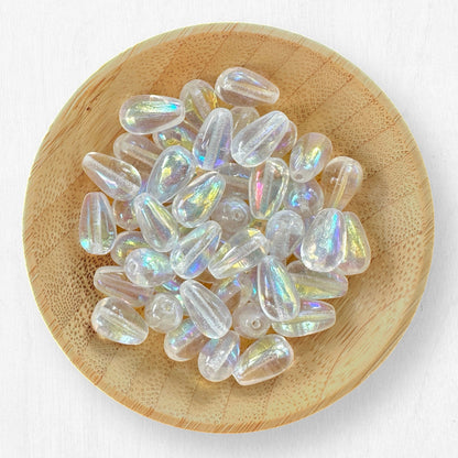 Czech Pressed Glass Teardrop Beads in Christmas Light Colors - The Bead Mix