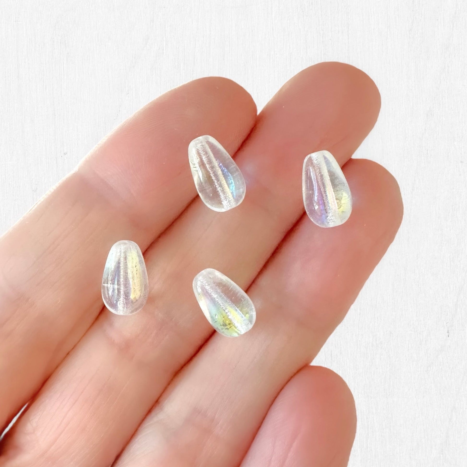 Czech Pressed Glass Teardrop Beads in Christmas Light Colors - The Bead Mix