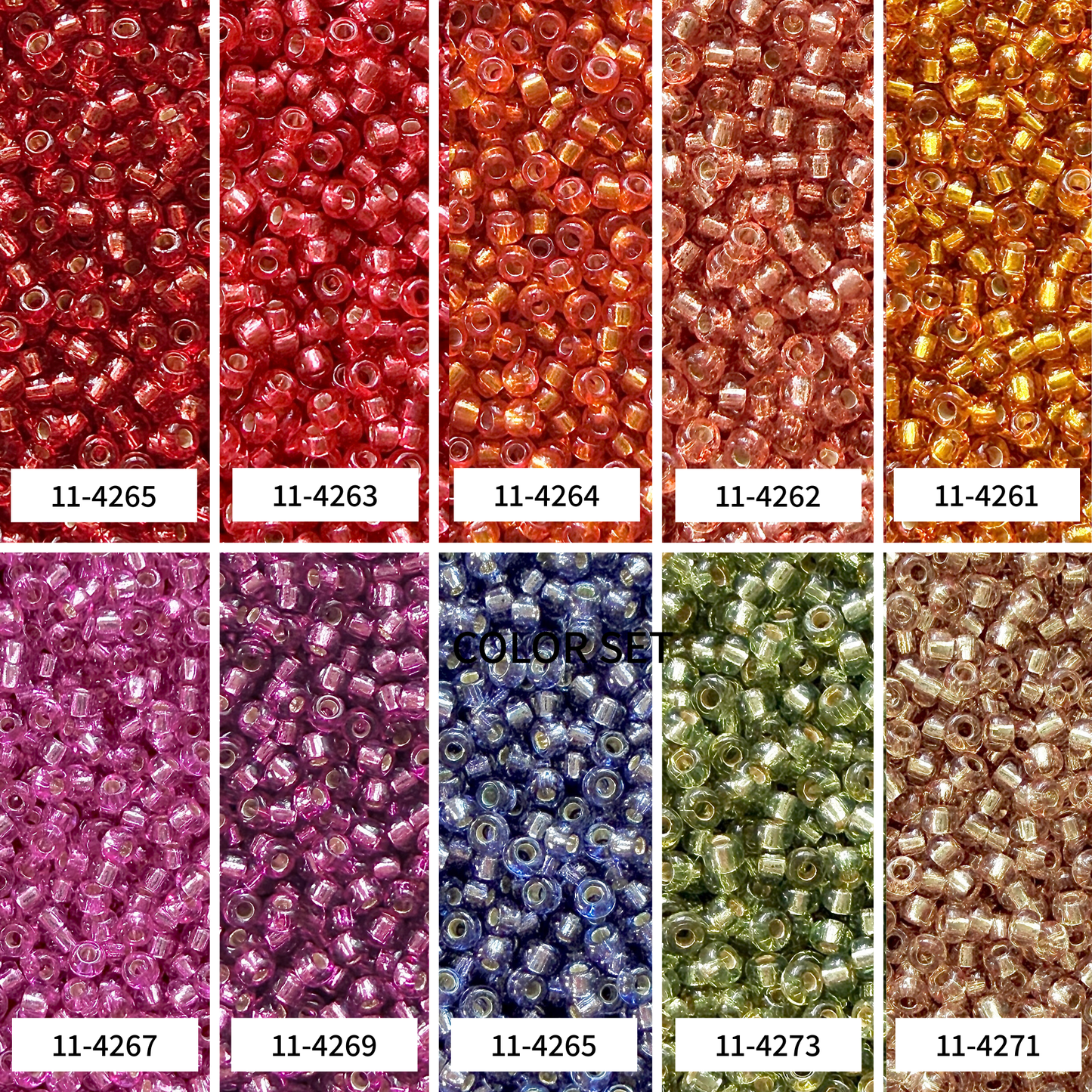 Duracoat Silver Lined Miyuki 11/0 Seed Bead Set - 10 Colors - The Bead Mix