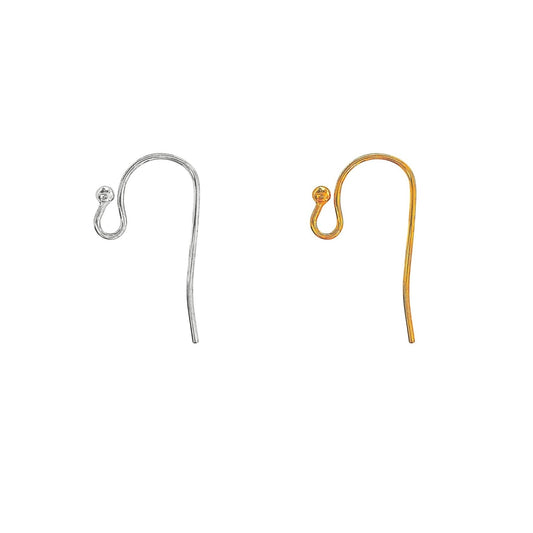 Fine Silver + 24K Gold Plated Ear Wires - 18 Pairs - The Bead Mix