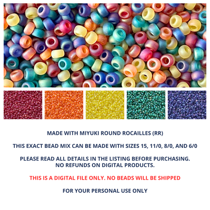Frosted Rainbow Miyuki Bead Mix Recipe & Color Palette (DIGITAL) - The Bead Mix