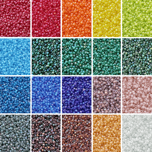 Frosted Transparent Rainbow Miyuki 11/0 Seed Bead Set - 20 Colors - The Bead Mix