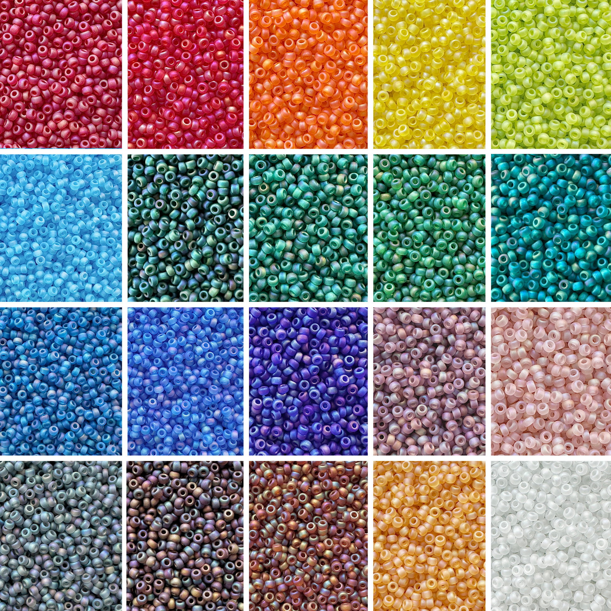 Frosted Transparent Rainbow Miyuki 11/0 Seed Bead Set - 20 Colors - The Bead Mix
