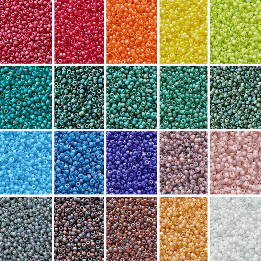 Frosted Transparent Rainbow Miyuki 11/0 Seed Bead Set - The Bead Mix