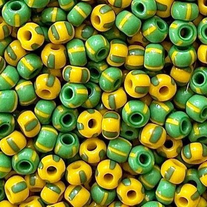 Green & Yellow 6/0 Czech Striped Seed Bead Mix (100g) - The Bead Mix