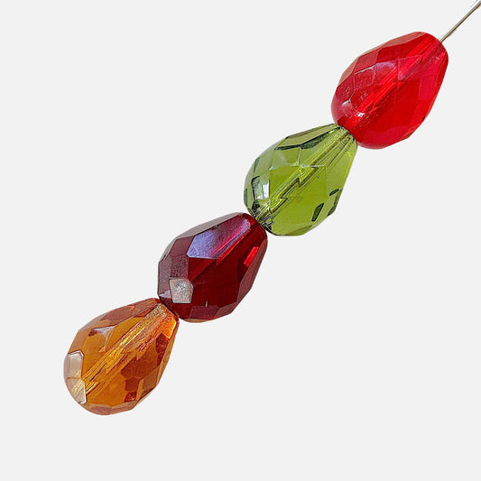 Large Czech Fire Polished Teardrop Beads - The Bead Mix