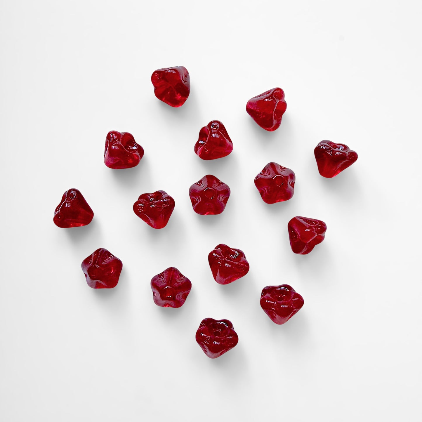 Light Garnet Baby Bell Flower Czech Glass Beads - The Bead Mix