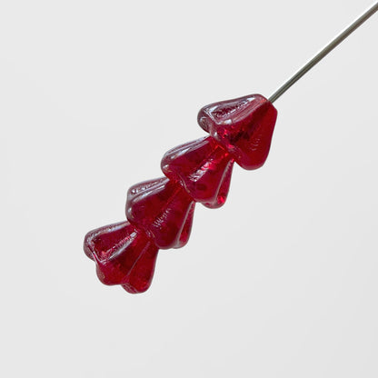 Light Garnet Baby Bell Flower Czech Pressed Glass Beads - The Bead Mix
