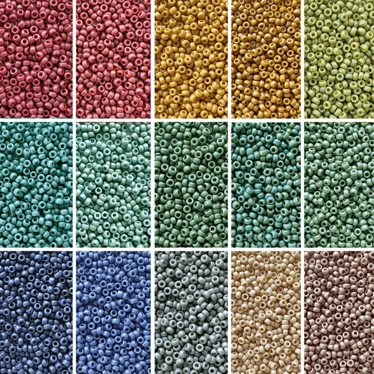 Matte Opaque Glazed Rainbow Miyuki 11/0 Seed Bead Set - 15 Colors - The Bead Mix