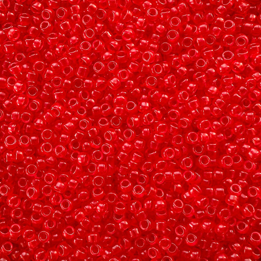 Miyuki 11 - 140SF Semi - frosted Transparent Red - The Bead Mix