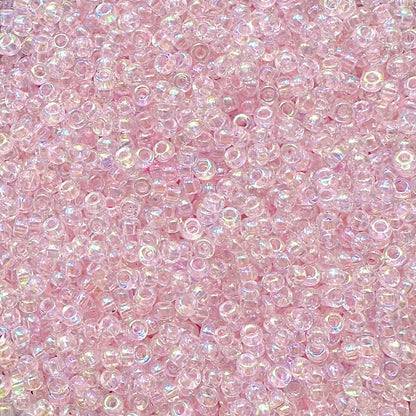Miyuki 11 - 265 Pale Pink Lined Crystal AB - The Bead Mix