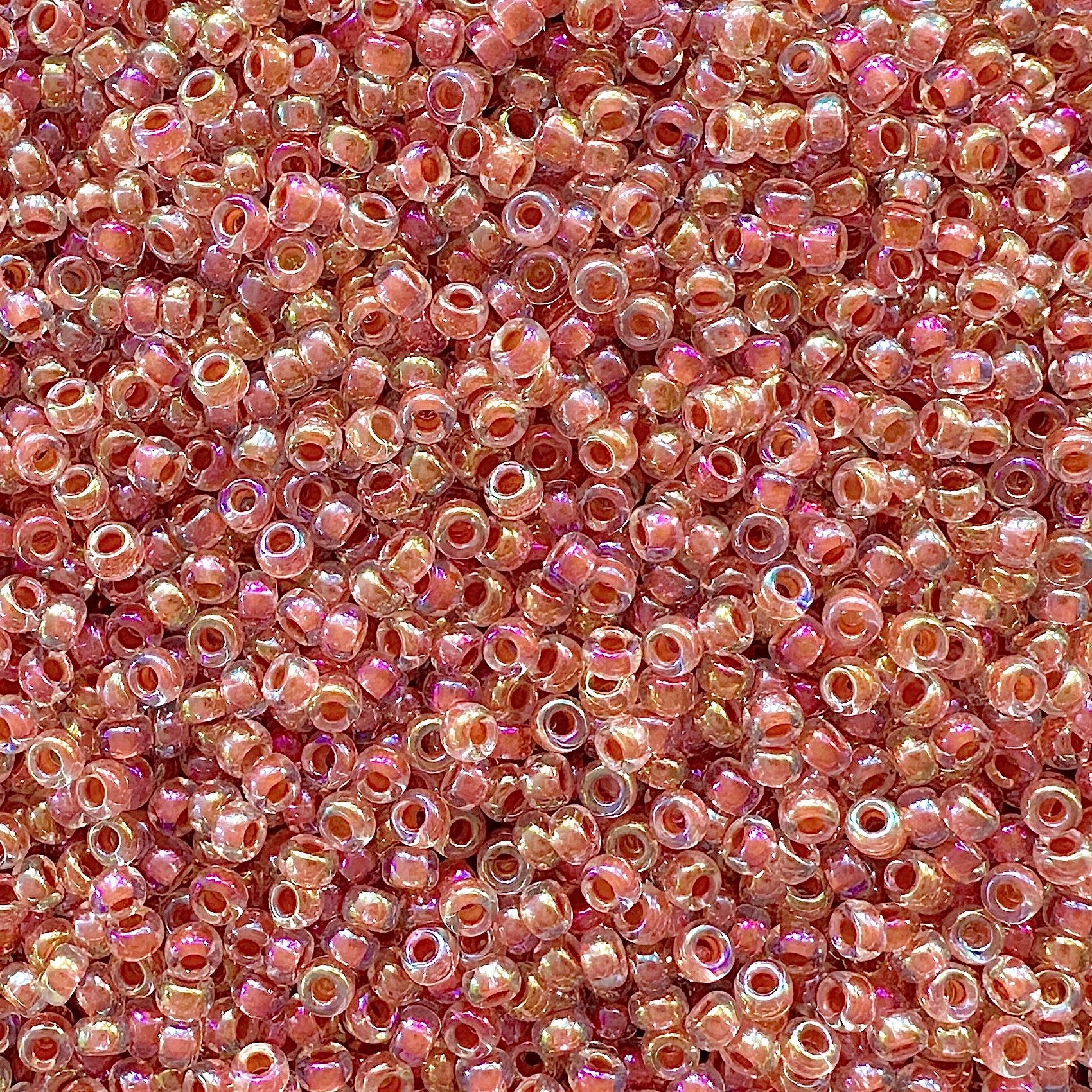 Miyuki 11 - 275 Salmon Lined Crystal AB - The Bead Mix