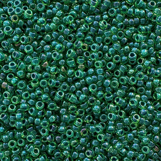 Miyuki 11 - 332 Dark Blue Lined Green AB - The Bead Mix