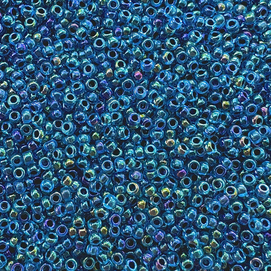 Miyuki 11 - 347 Navy Lined Aqua AB - The Bead Mix