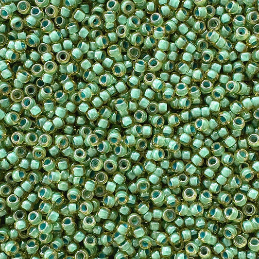 Miyuki 11 - 374 Turquoise Color Lined Light Topaz - The Bead Mix