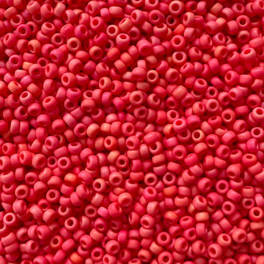 Miyuki 11 - 407FR Opaque Matte Red AB - The Bead Mix
