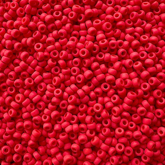 Miyuki 11 - 408F Opaque Matte Dark Red - The Bead Mix