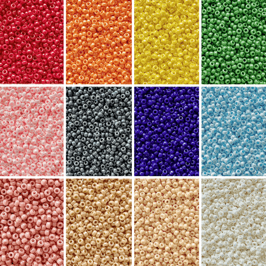 Opaque Luster Miyuki 11/0 Seed Bead Set - 12 Colors - The Bead Mix