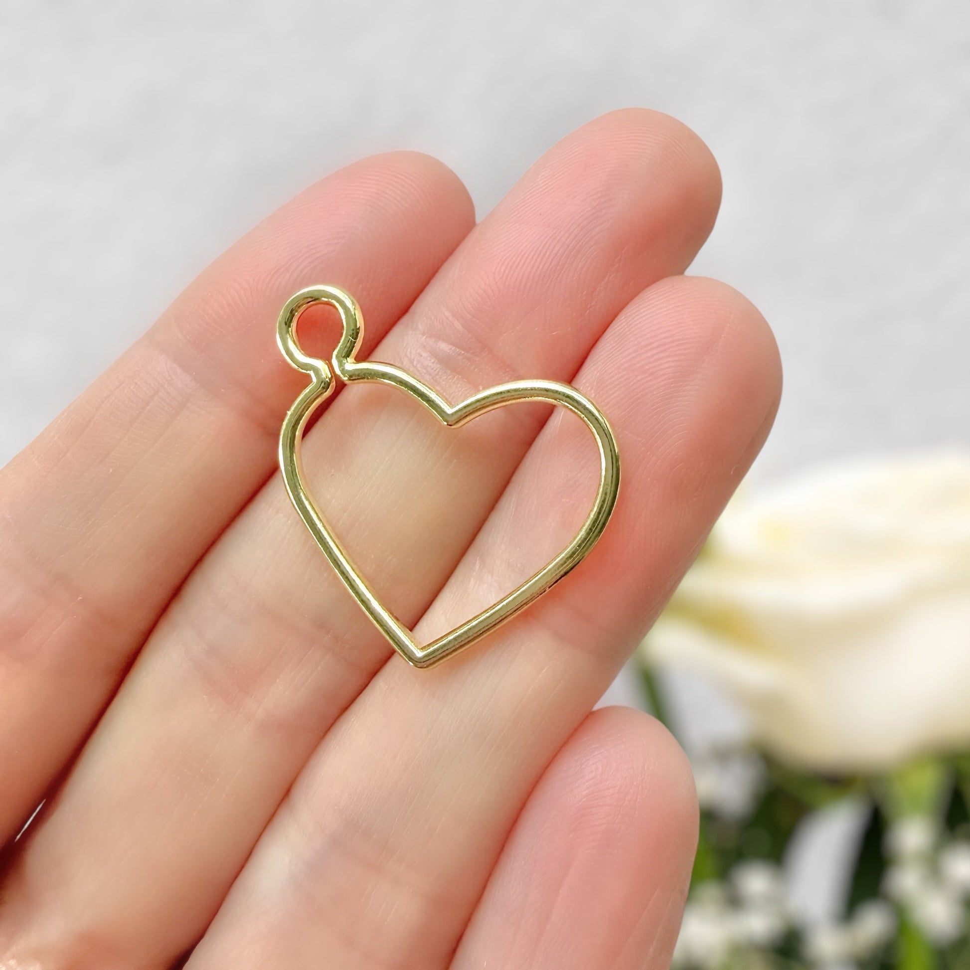 Open Heart Beading Frames with Side Loop - The Bead Mix