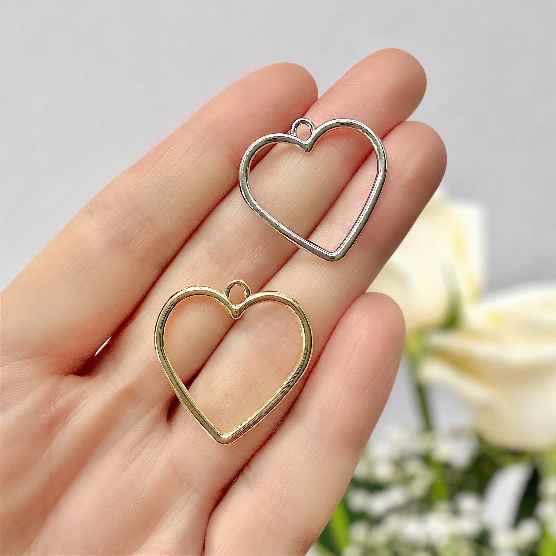 Open Heart Beading Frames with Top Loop - The Bead Mix