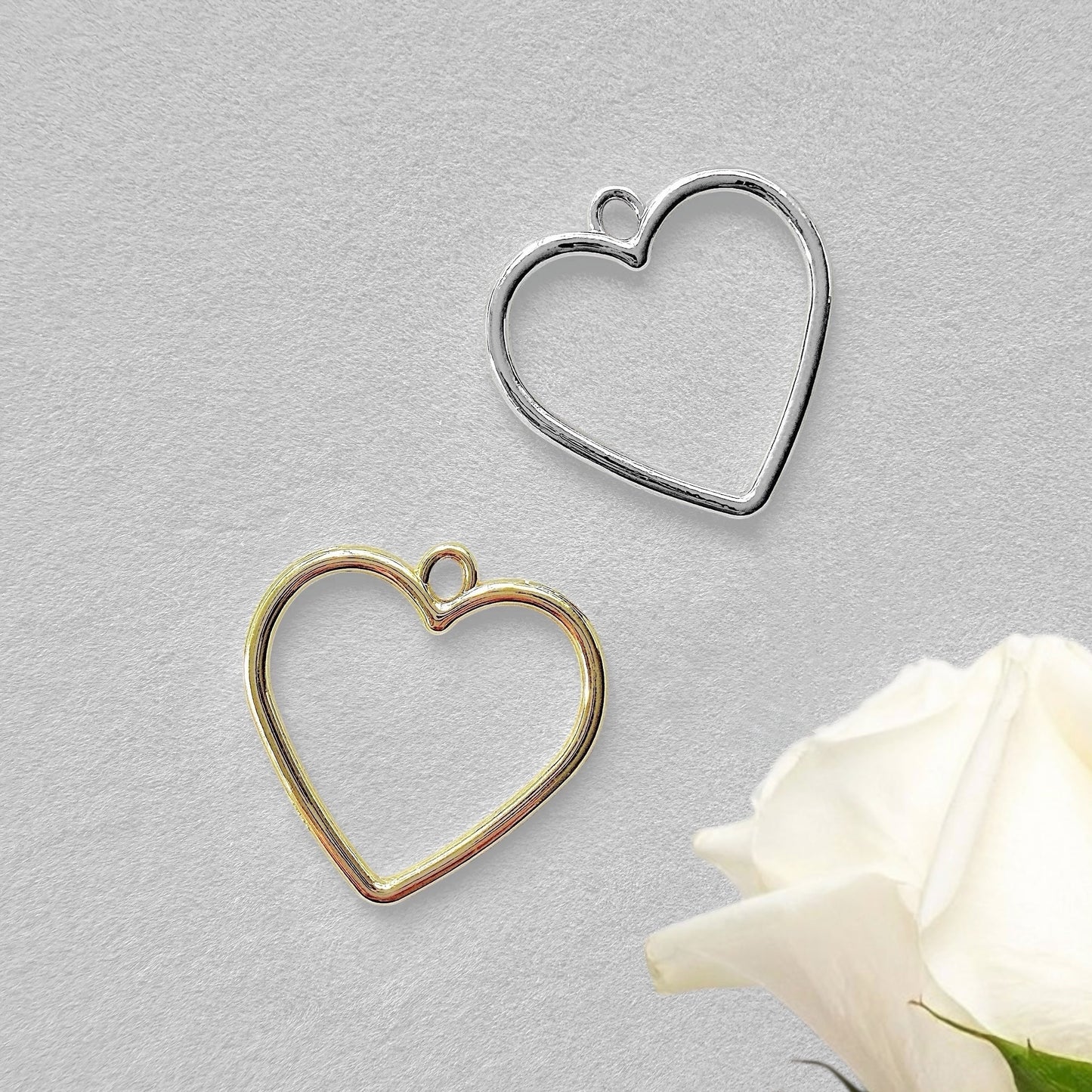 Open Heart Beading Frames with Top Loop - The Bead Mix