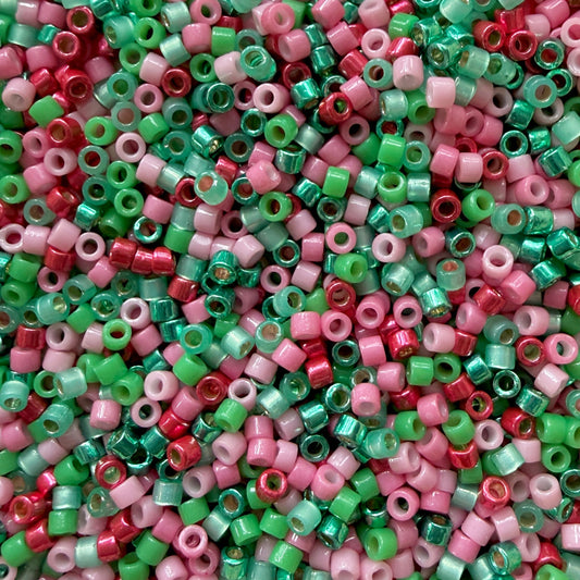 Pink Christmas 11/0 Miyuki Delica Bead Mix - The Bead Mix