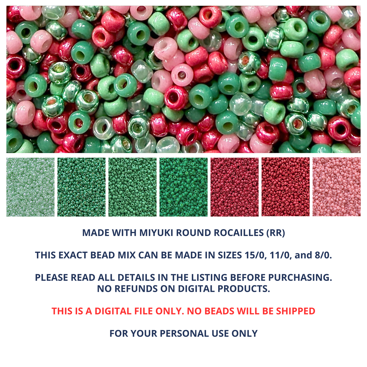 Pink Christmas Miyuki Bead Color Palette - The Bead Mix