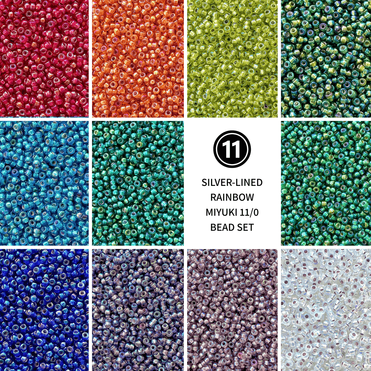 Silver Lined AB Miyuki 11/0 Seed Bead Set - The Bead Mix