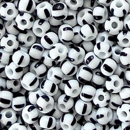 White & Black 6/0 Czech Striped Seed Beads (100g) - The Bead Mix