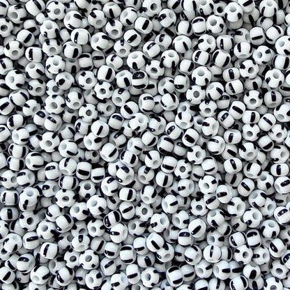 White & Black 6/0 Czech Striped Seed Beads (100g) - The Bead Mix